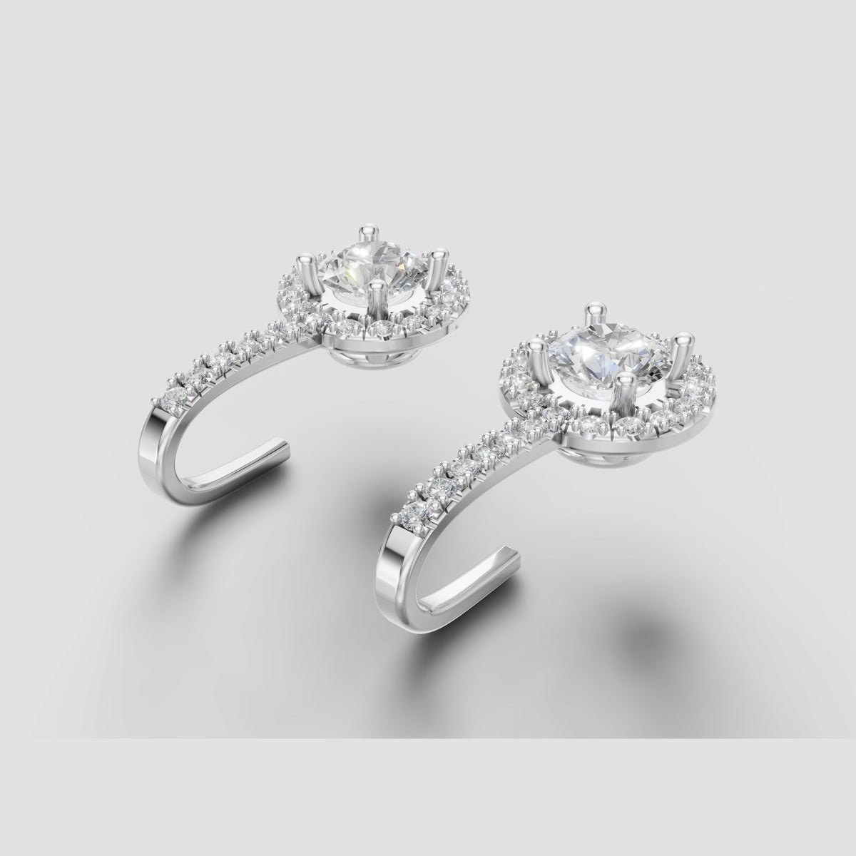 Seren Halo Drops in White Gold