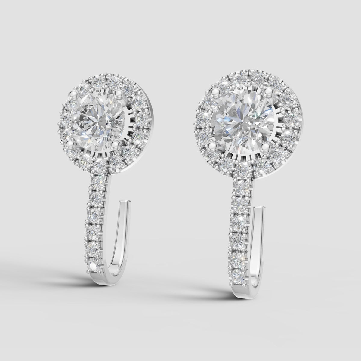 Seren Halo Drops in White Gold