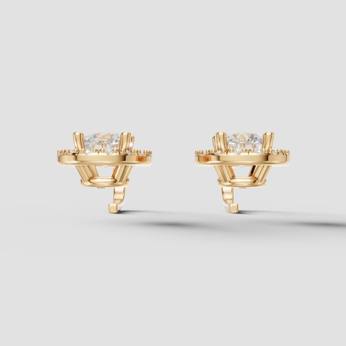 Seren Halo Drops in Yellow Gold
