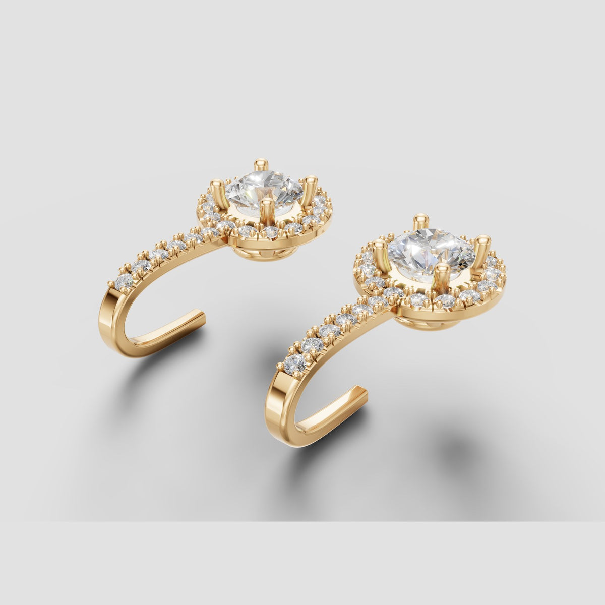 Seren Halo Drops in Yellow Gold