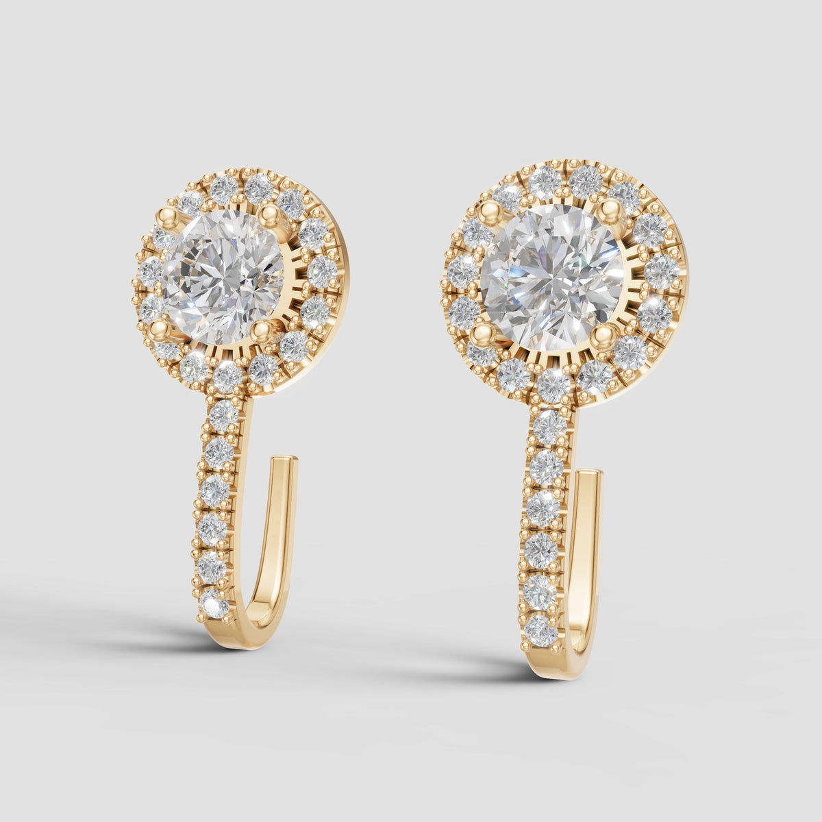 Seren Halo Drops in Yellow Gold