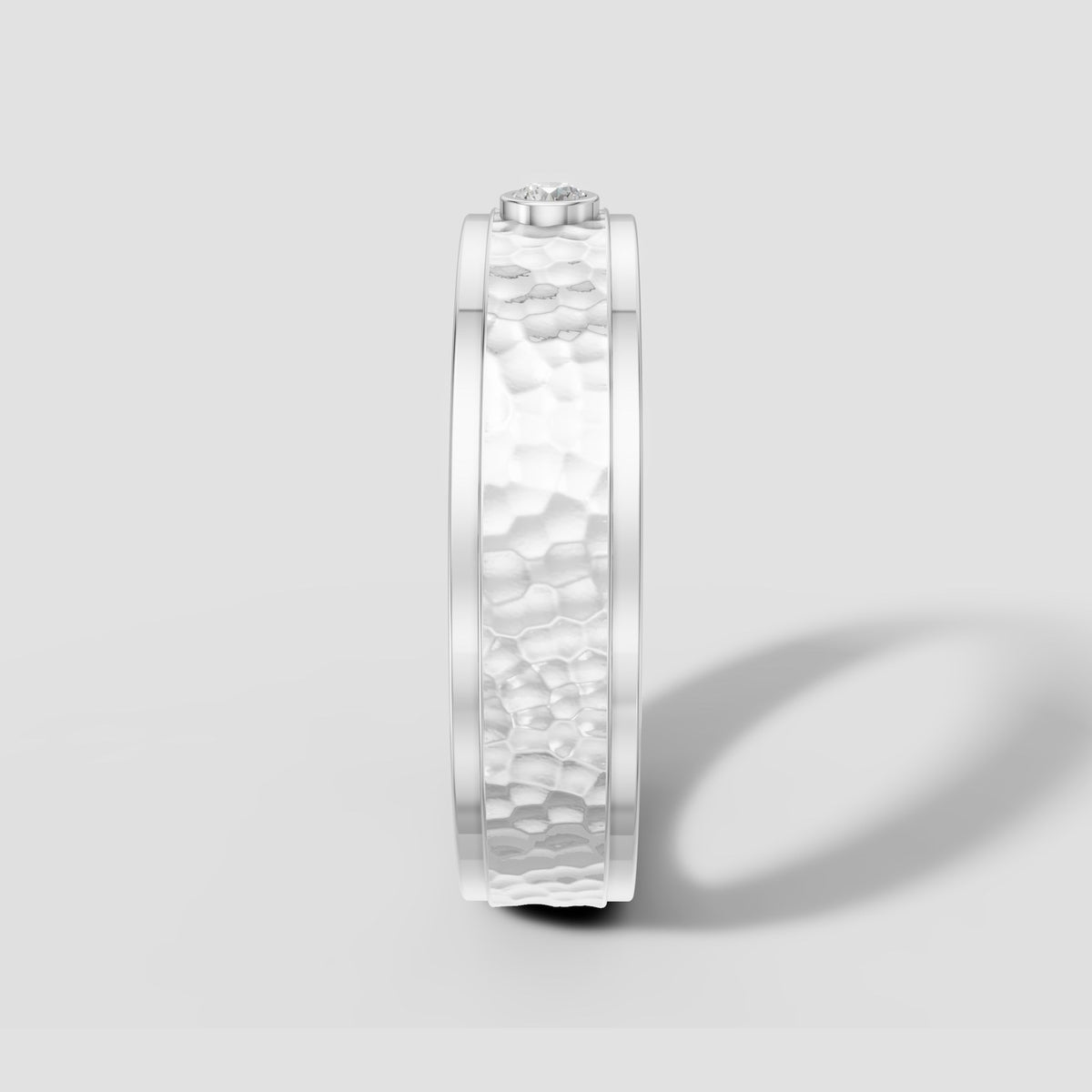 Silas Hammered Band in White Gold