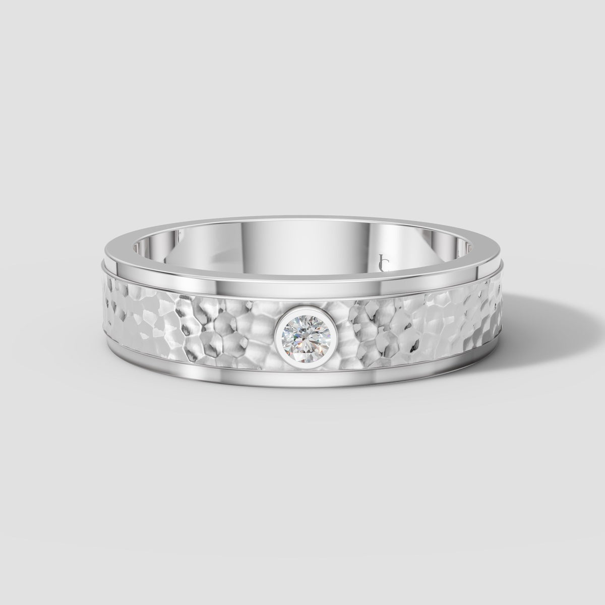 Silas Hammered Band in White Gold