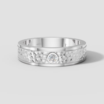 Silas Hammered Band in White Gold