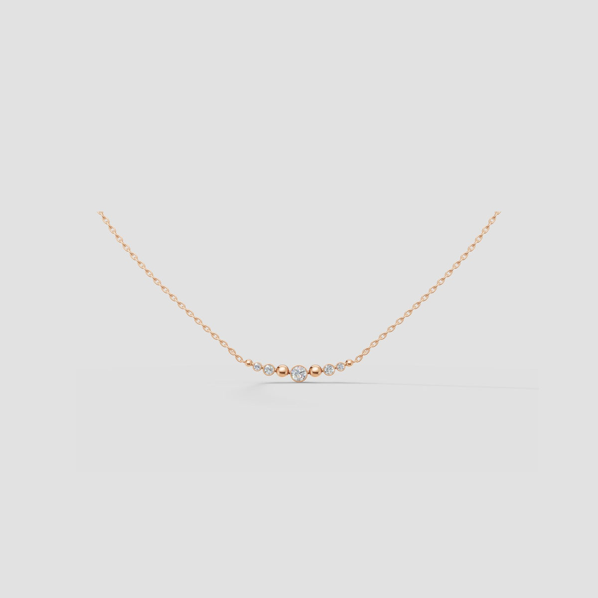 Solene Graduated Bezel Necklace in Rose Gold