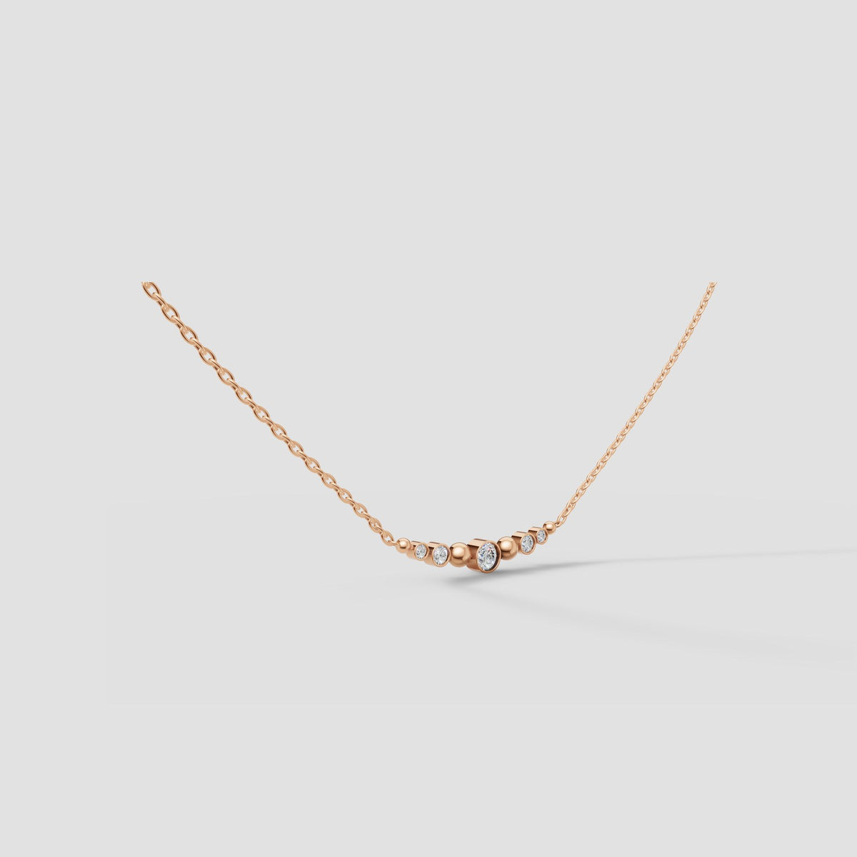 Solene Graduated Bezel Necklace in Rose Gold