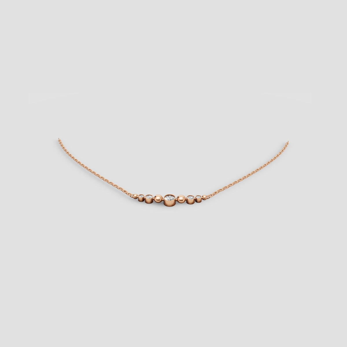 Solene Graduated Bezel Necklace in Rose Gold