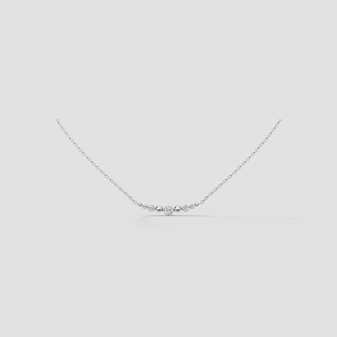 Solene Graduated Bezel Necklace in White Gold