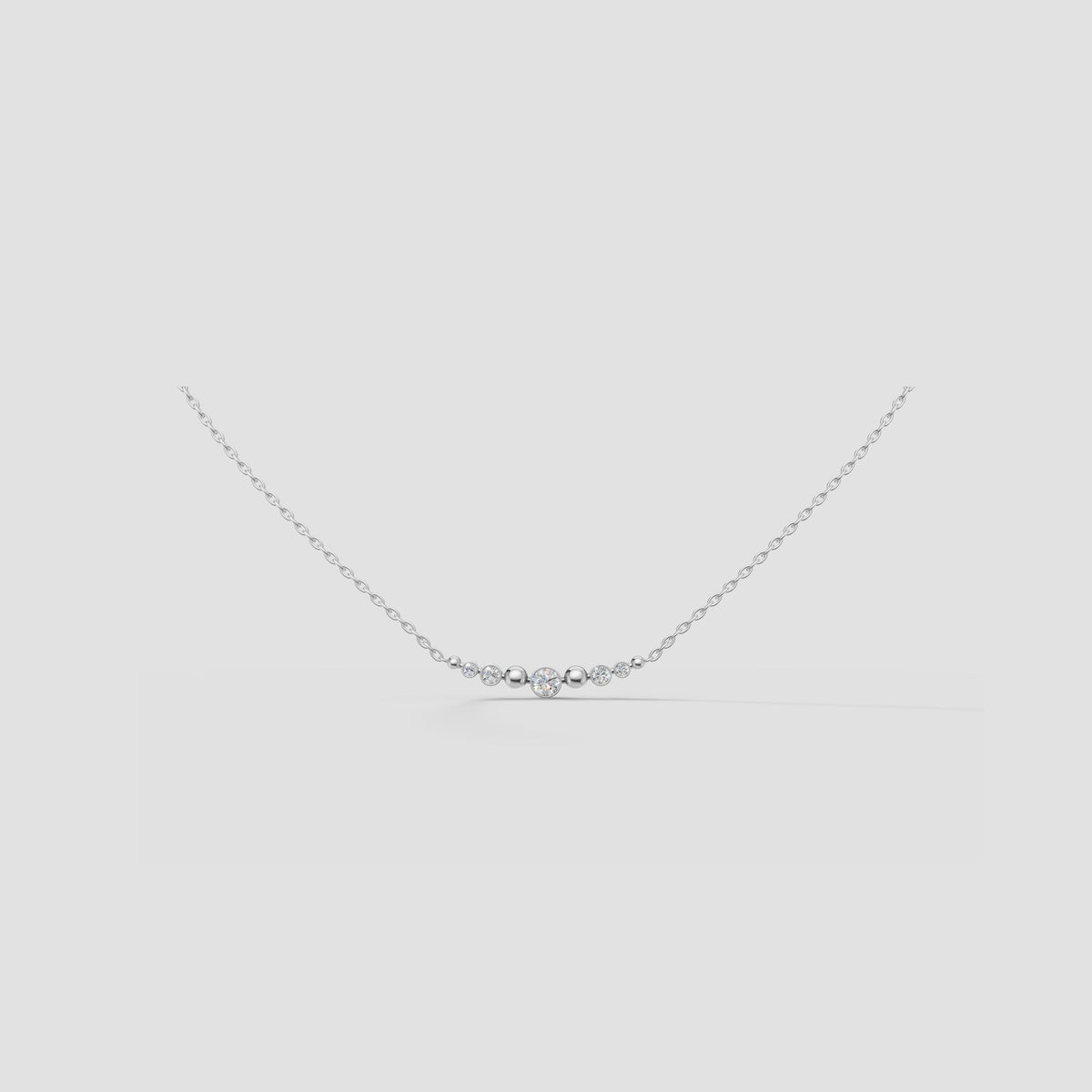 Solene Graduated Bezel Necklace in White Gold
