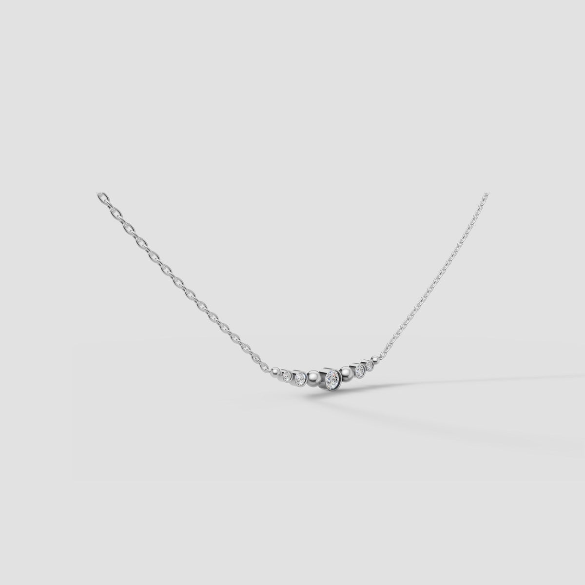 Solene Graduated Bezel Necklace in White Gold