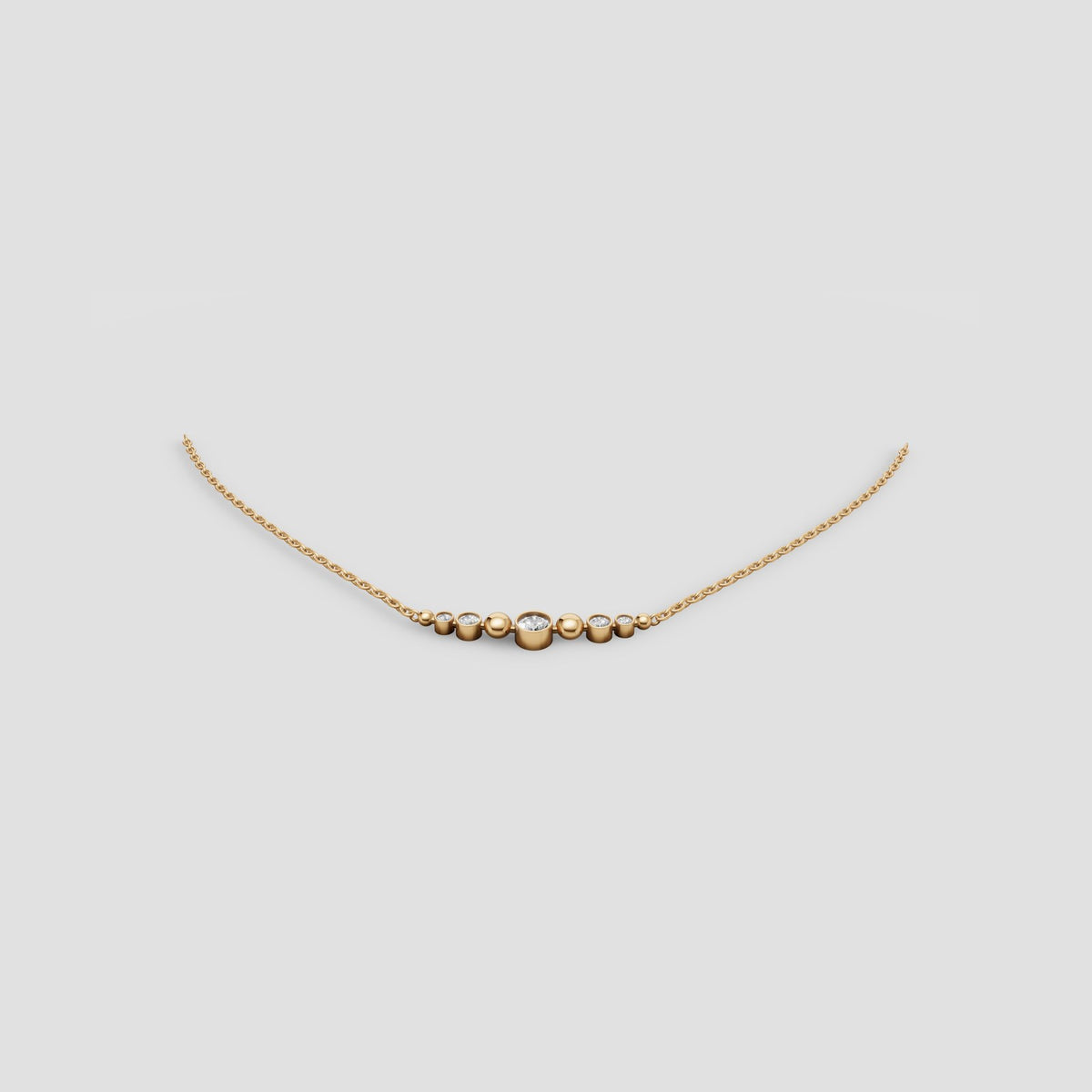 Solene Graduated Bezel Necklace in Yellow Gold