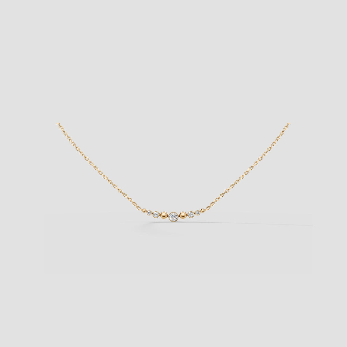 Solene Graduated Bezel Necklace in Yellow Gold