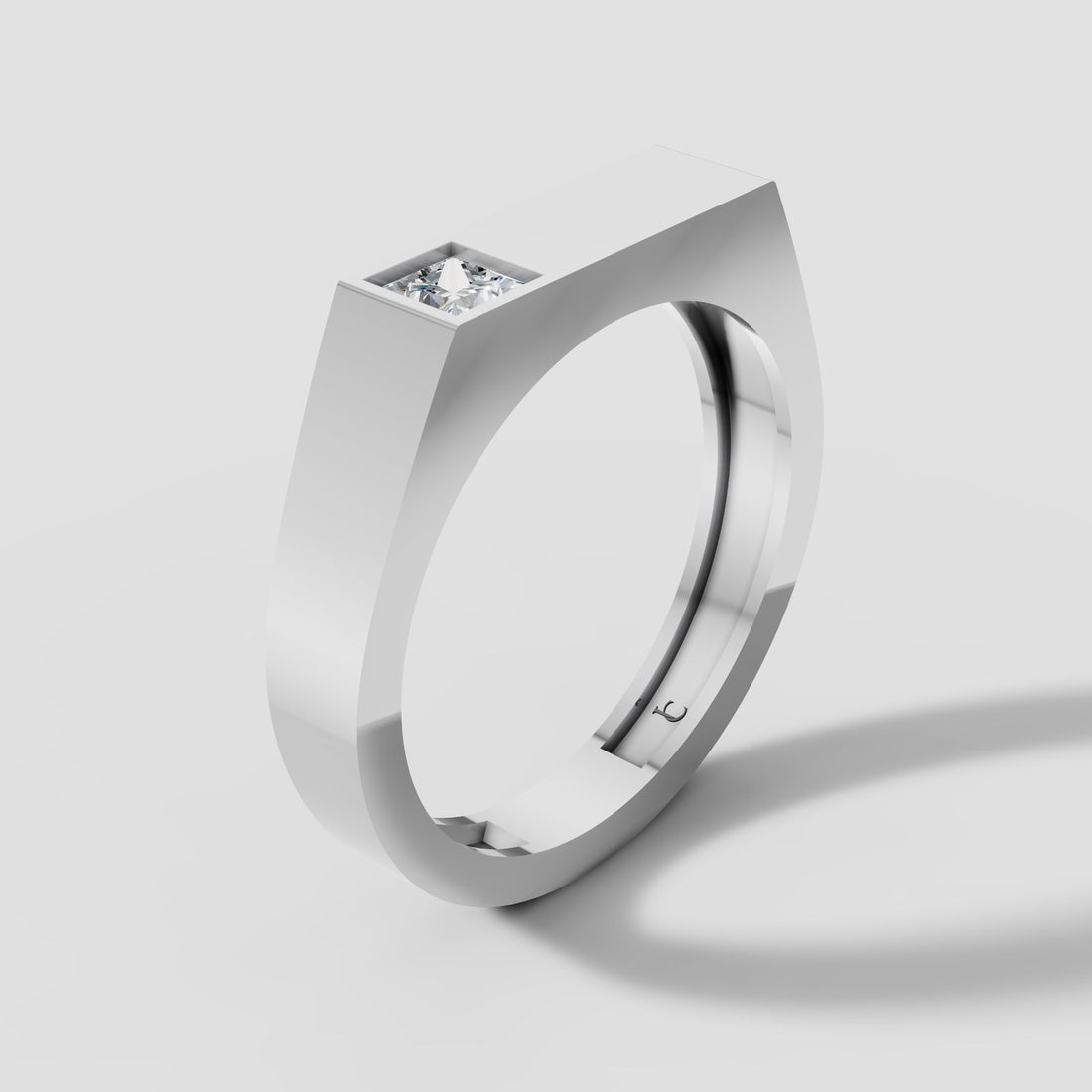 Theo Princess Bar Ring in White Gold