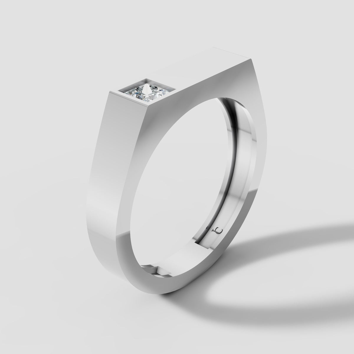 Theo Princess Bar Ring in White Gold