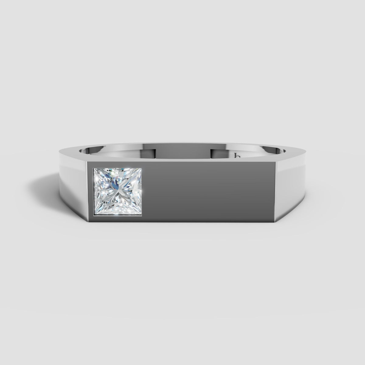Theo Princess Bar Ring in White Gold