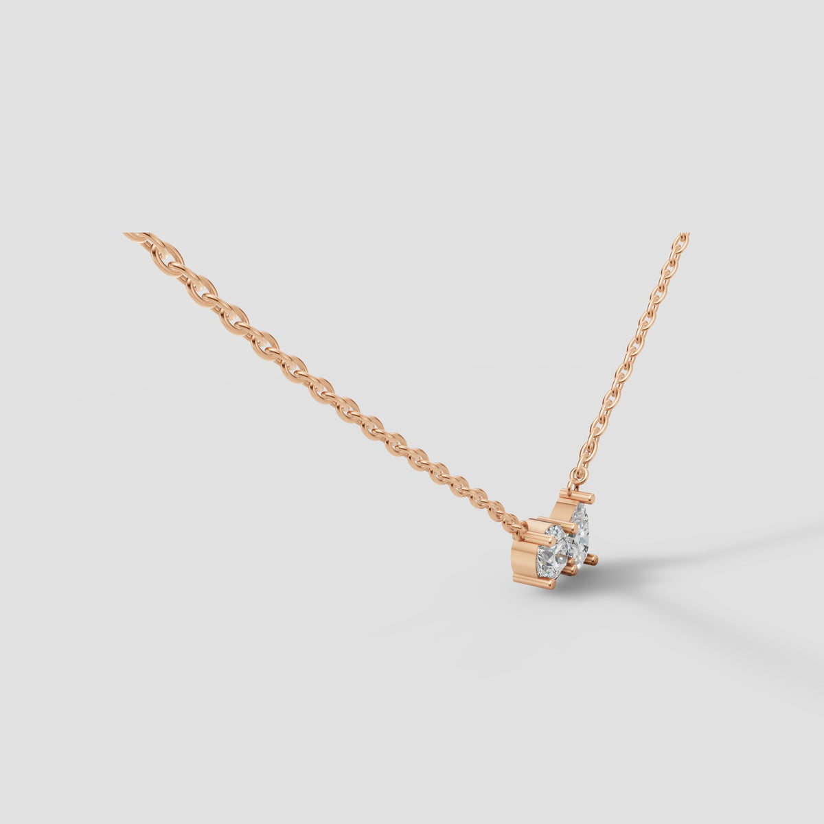 Toi et Moi Pendant in Rose Gold