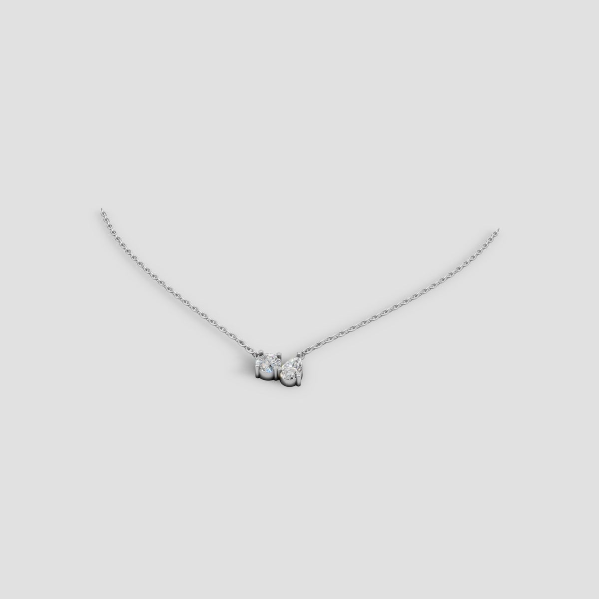 Toi et Moi Pendant in White Gold