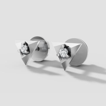 Trinity Triangle Studs in White Gold