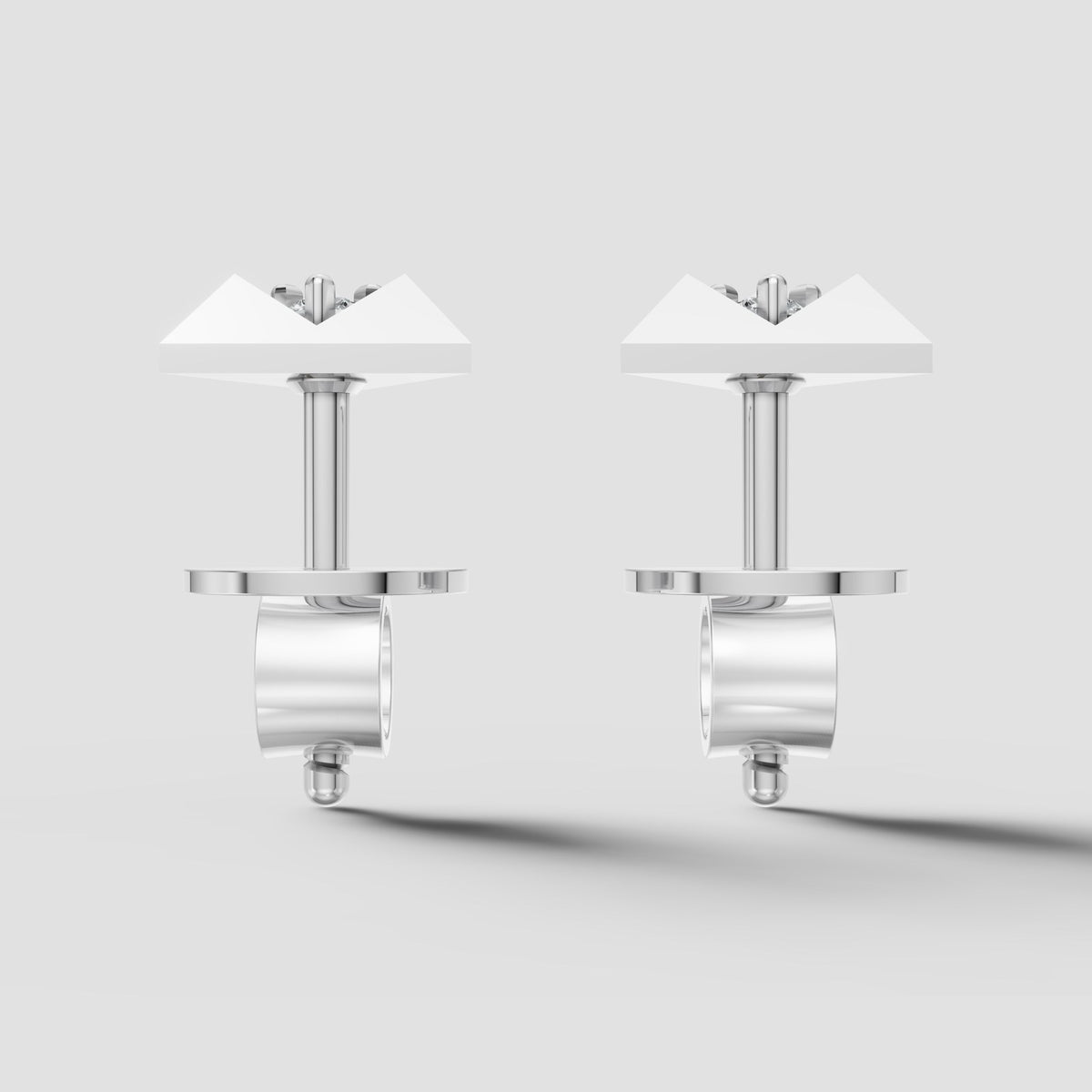 Trinity Triangle Studs in White Gold
