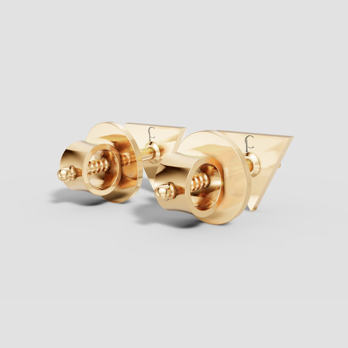 Trinity Triangle Studs in Yellow Gold