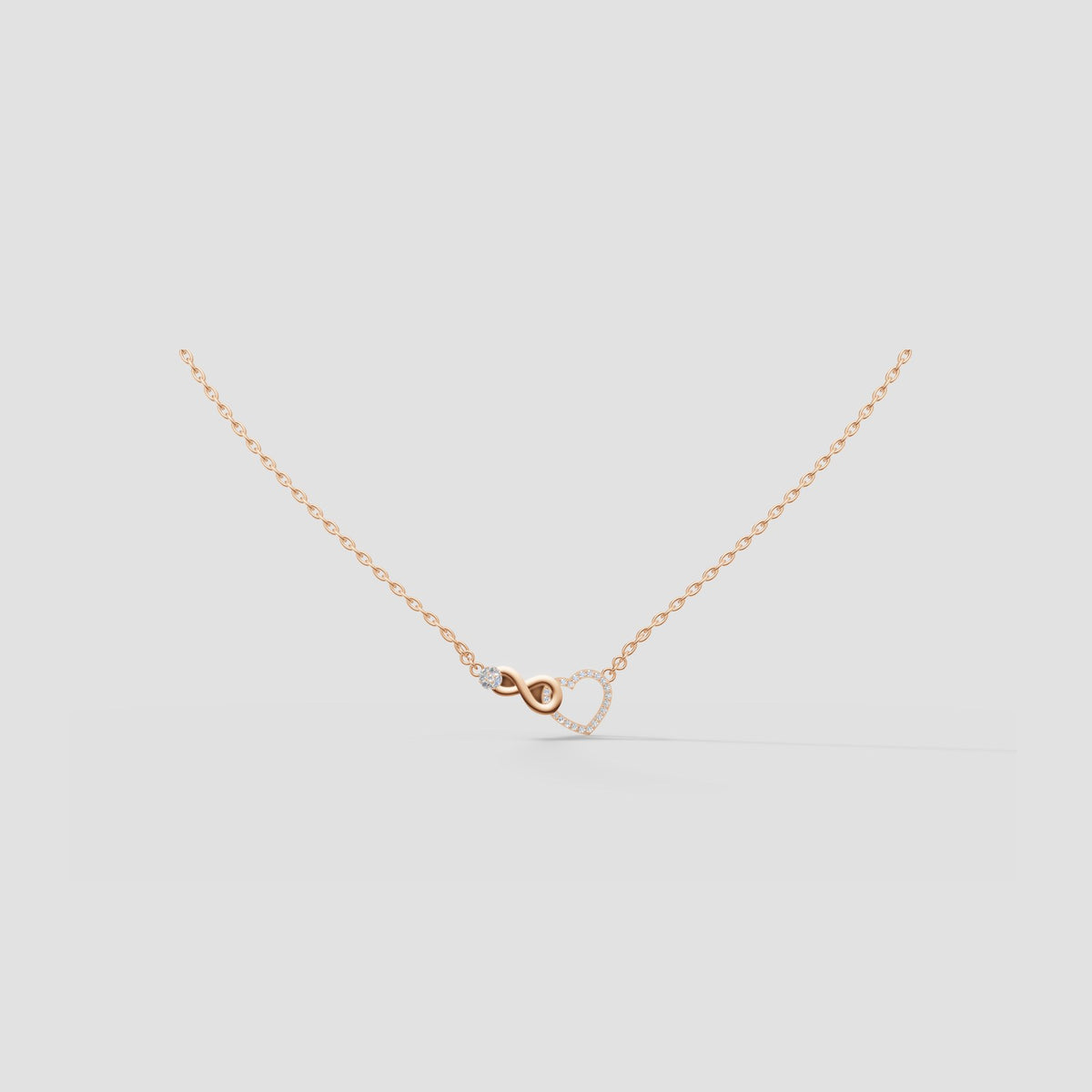 Twin Hearts Necklace in Rose Gold