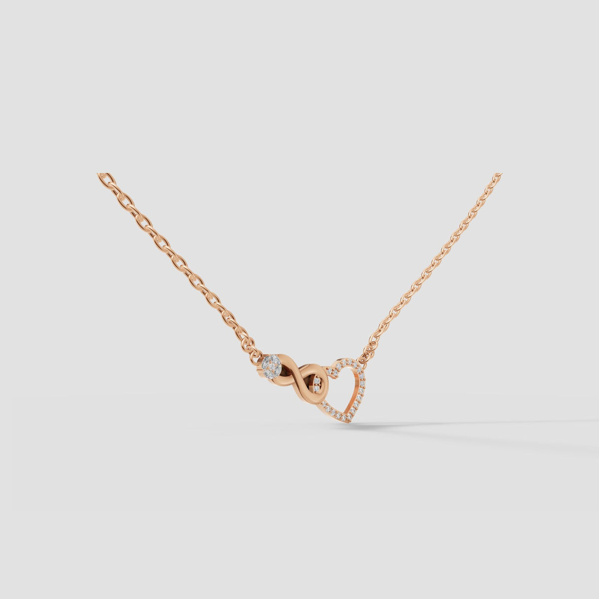 Twin Hearts Necklace in Rose Gold
