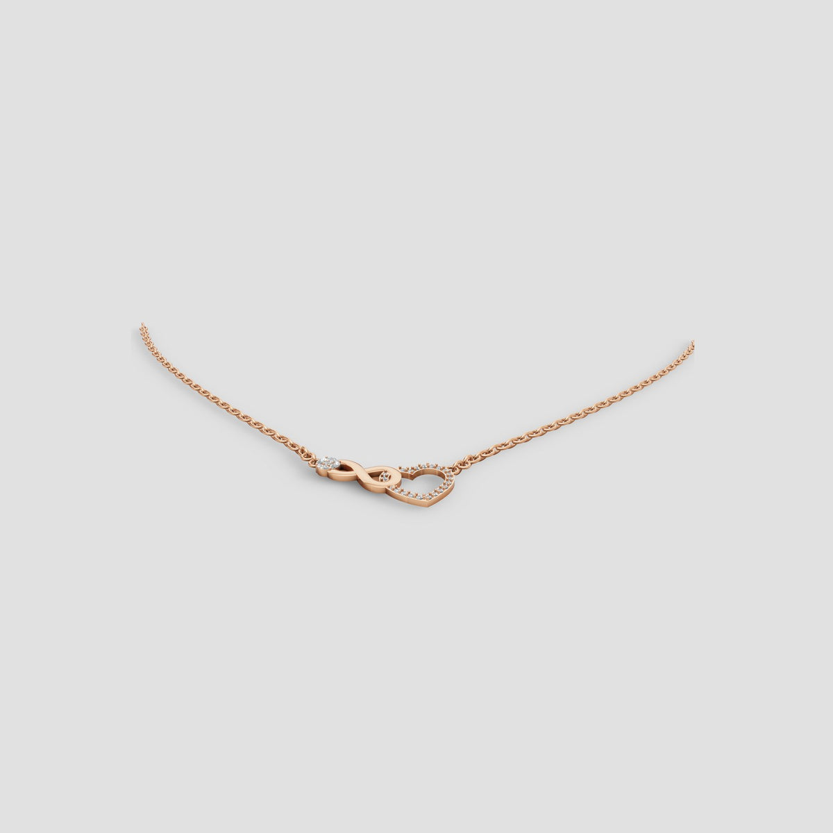 Twin Hearts Necklace in Rose Gold