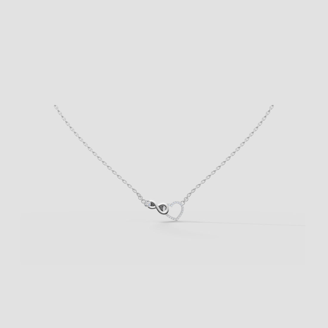 Twin Hearts Necklace in White Gold