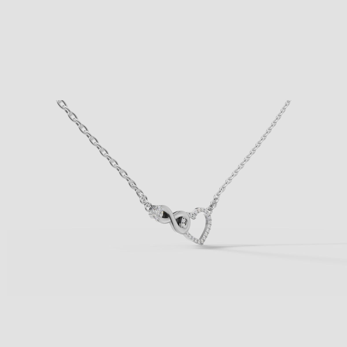 Twin Hearts Necklace in White Gold