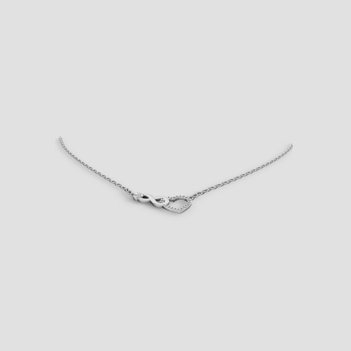 Twin Hearts Necklace in White Gold