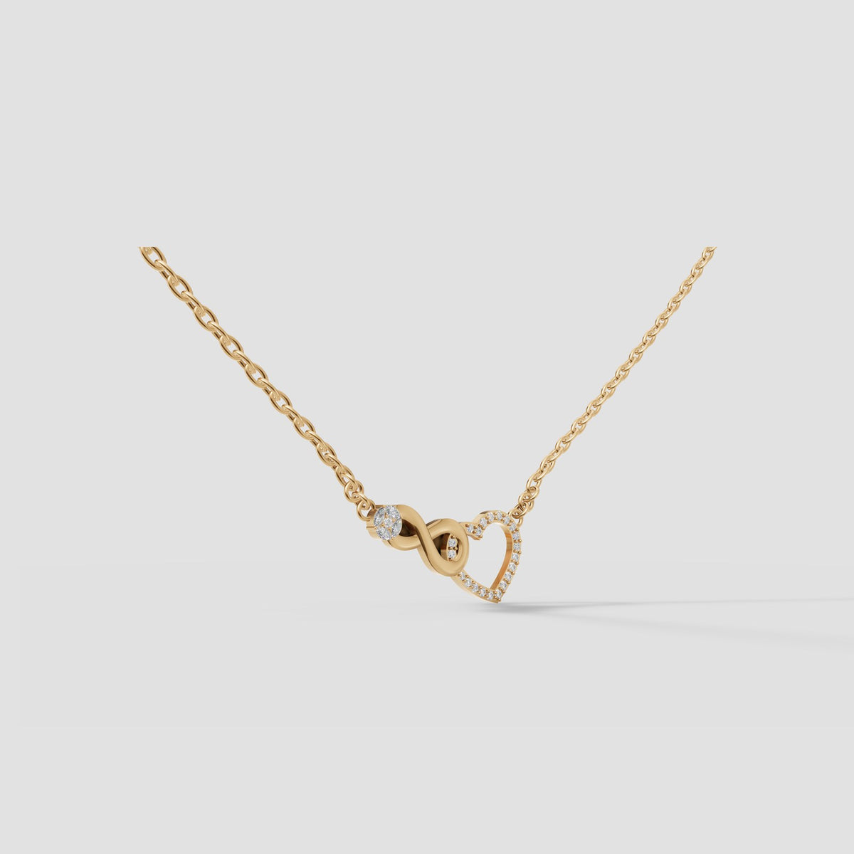 Twin Hearts Necklace in Yellow Gold