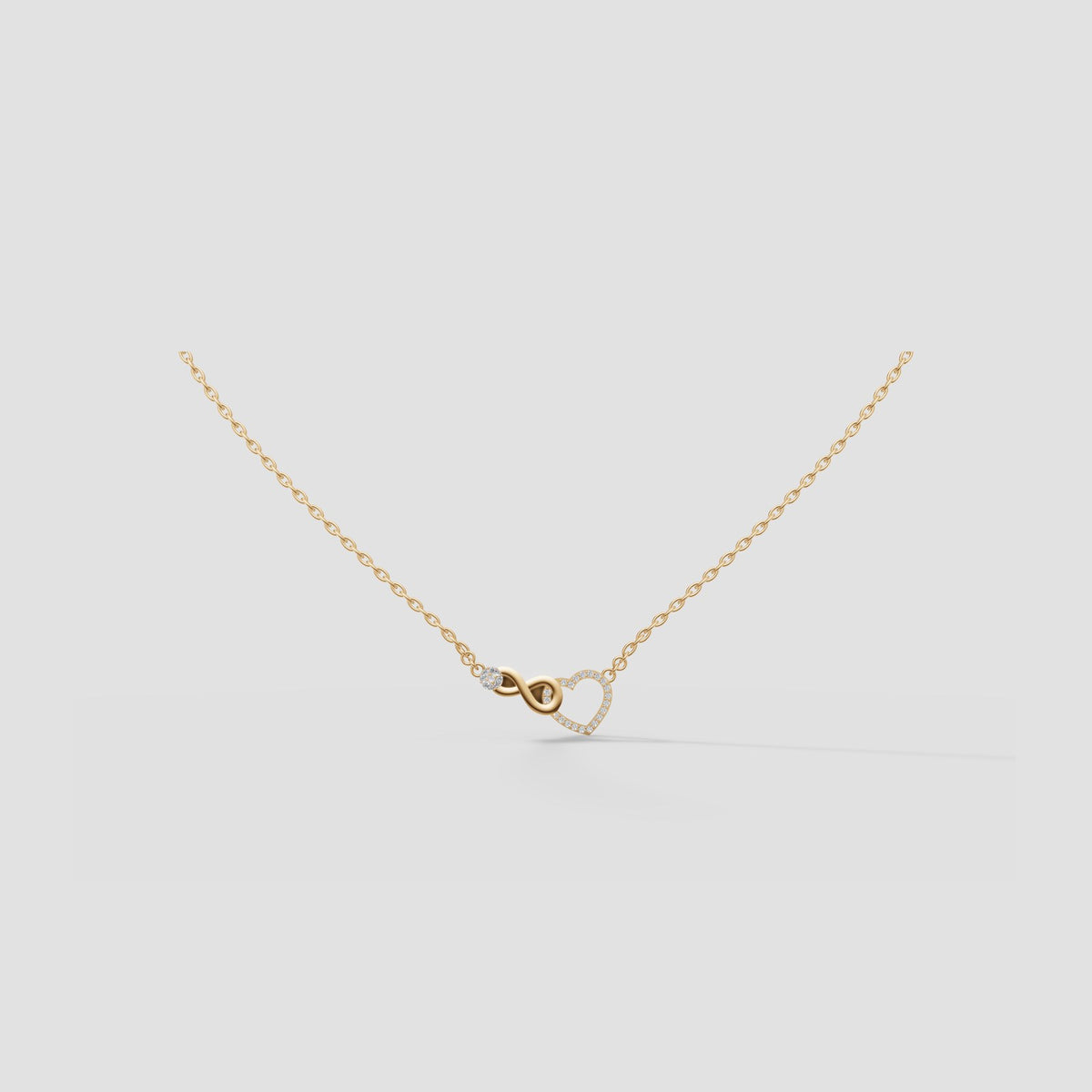 Twin Hearts Necklace in Yellow Gold