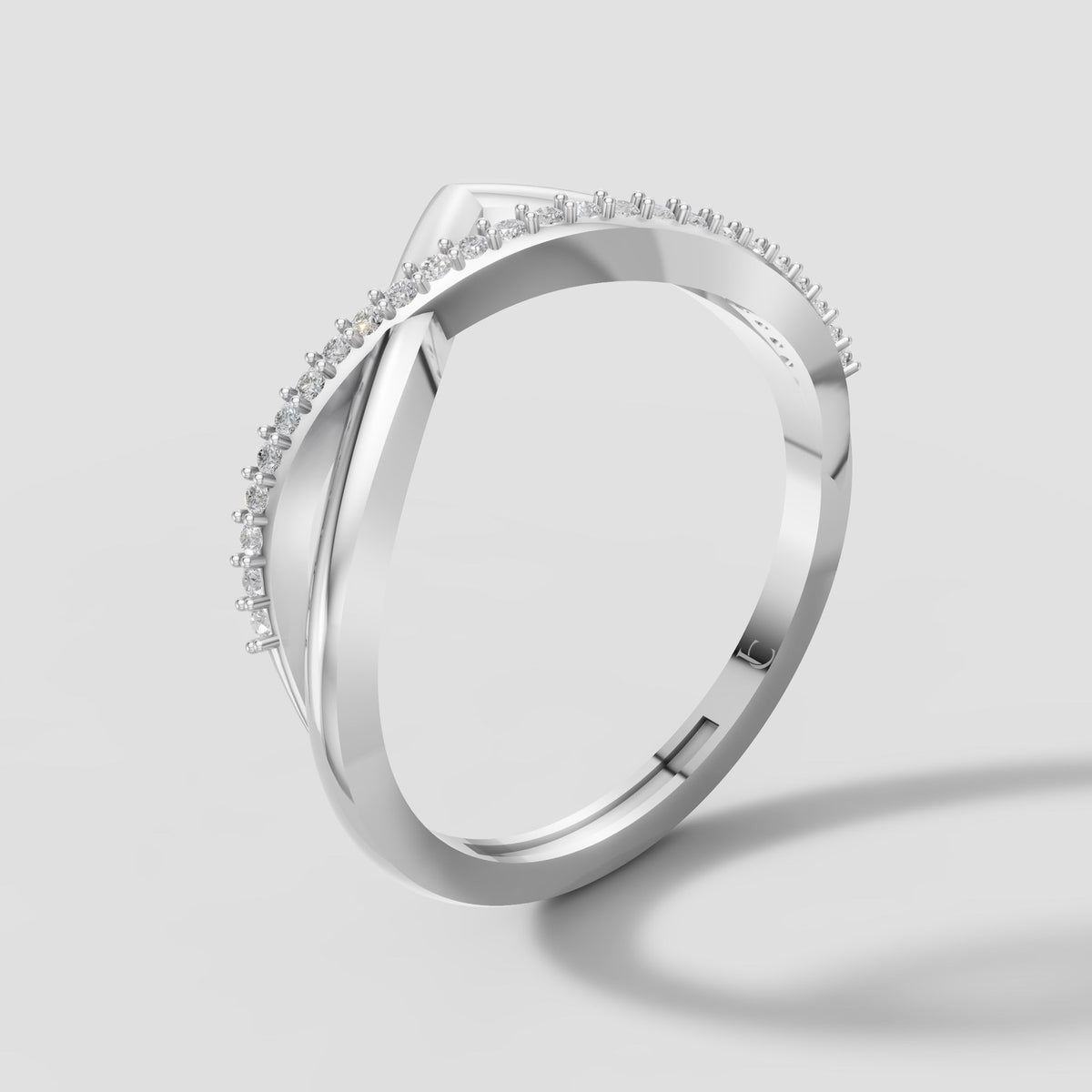 Vela Chevron Stacker in White Gold