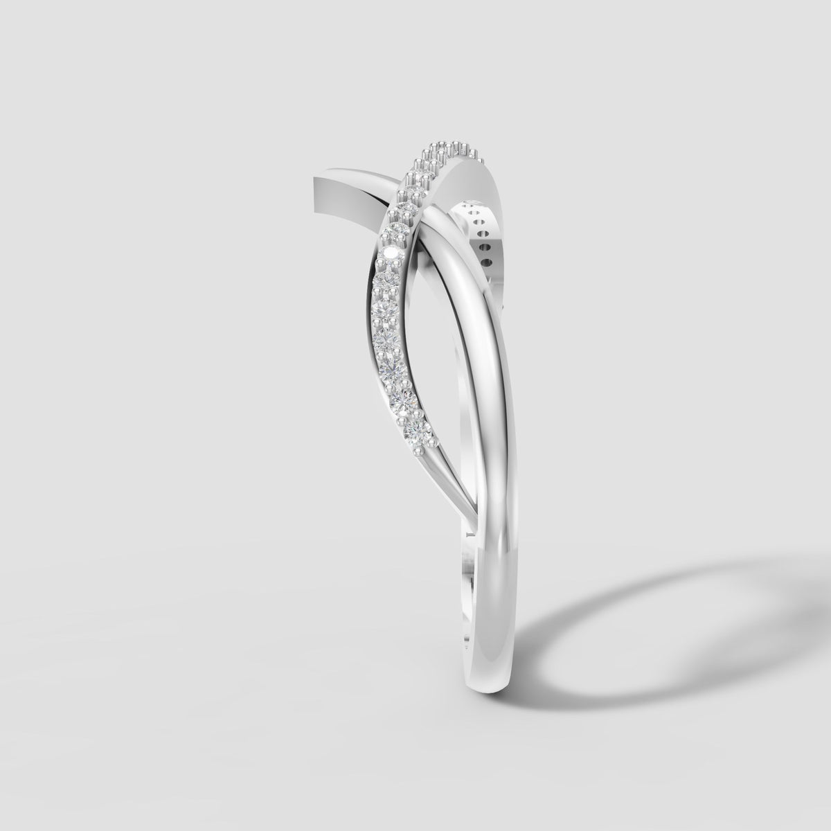 Vela Chevron Stacker in White Gold