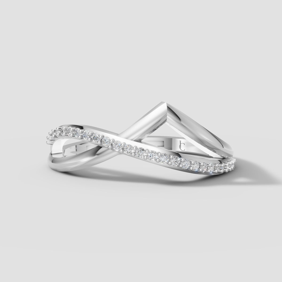Vela Chevron Stacker in White Gold