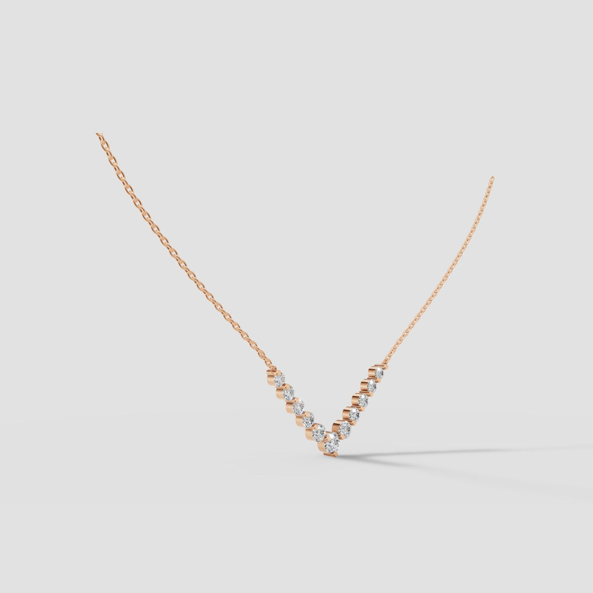 Vienne Graduated V Necklace in Rose Gold