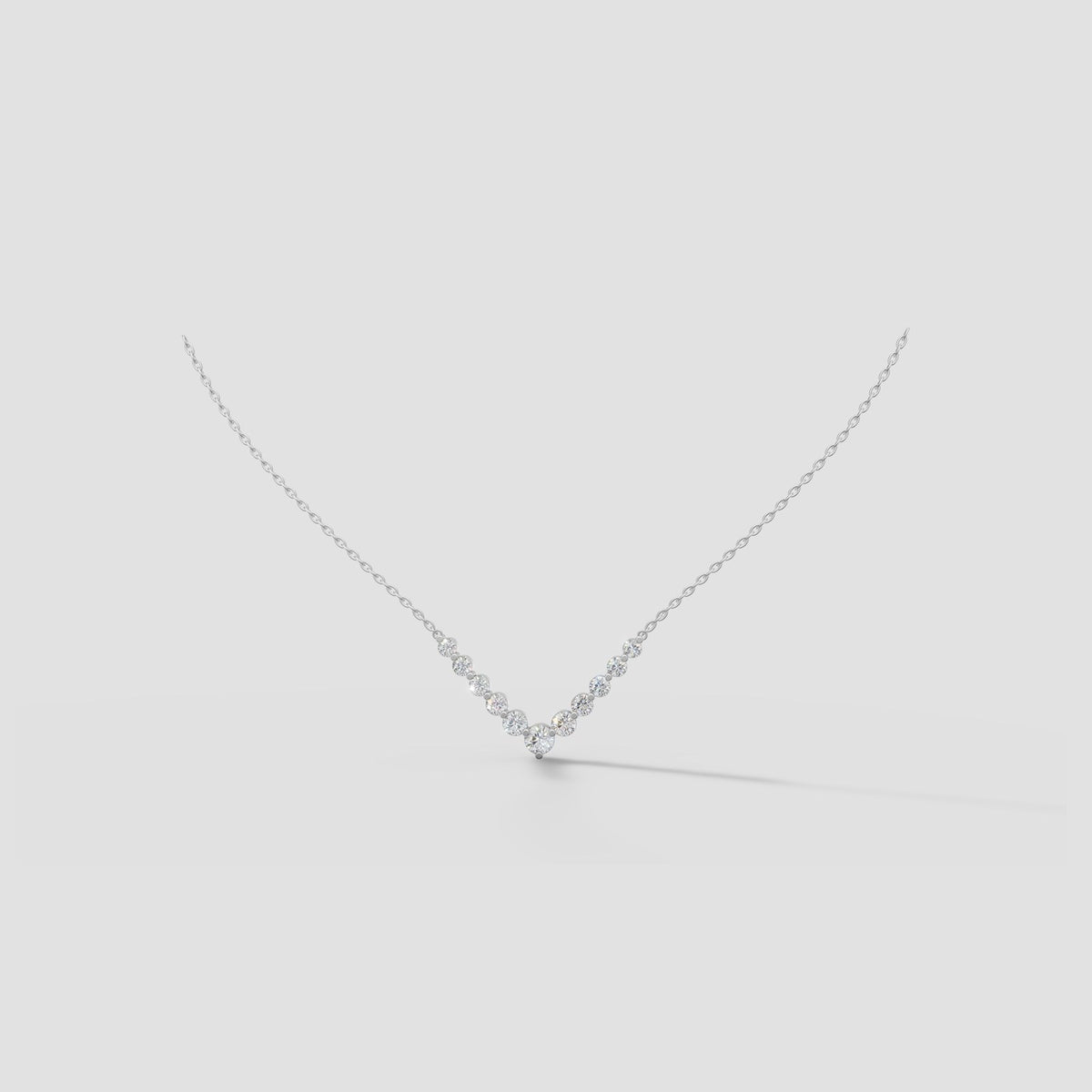 Vienne Graduated V Necklace in White Gold