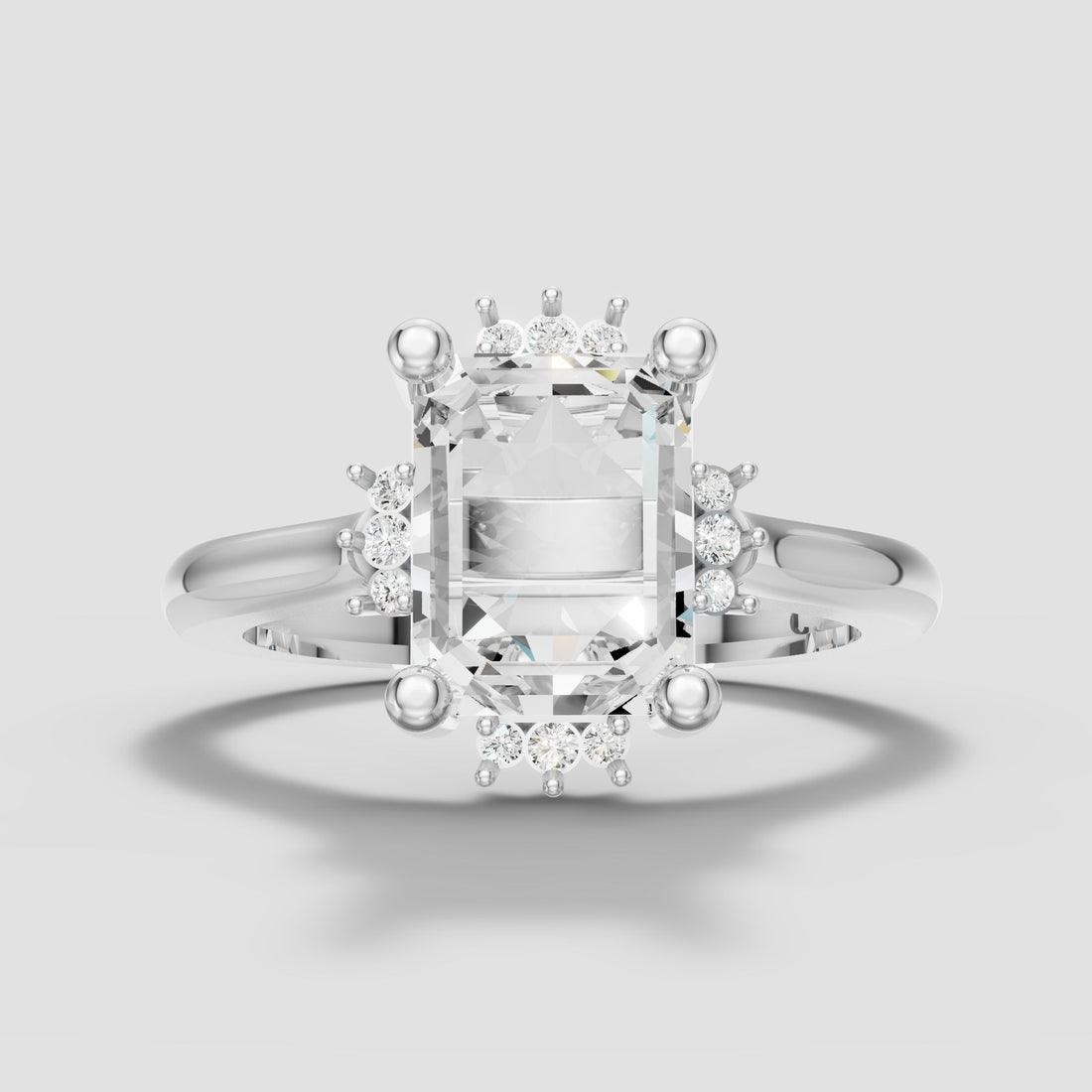 Vivienne Emerald Halo in White Gold