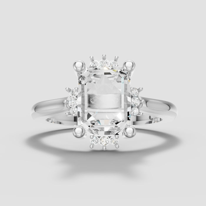 Vivienne Emerald Halo in White Gold