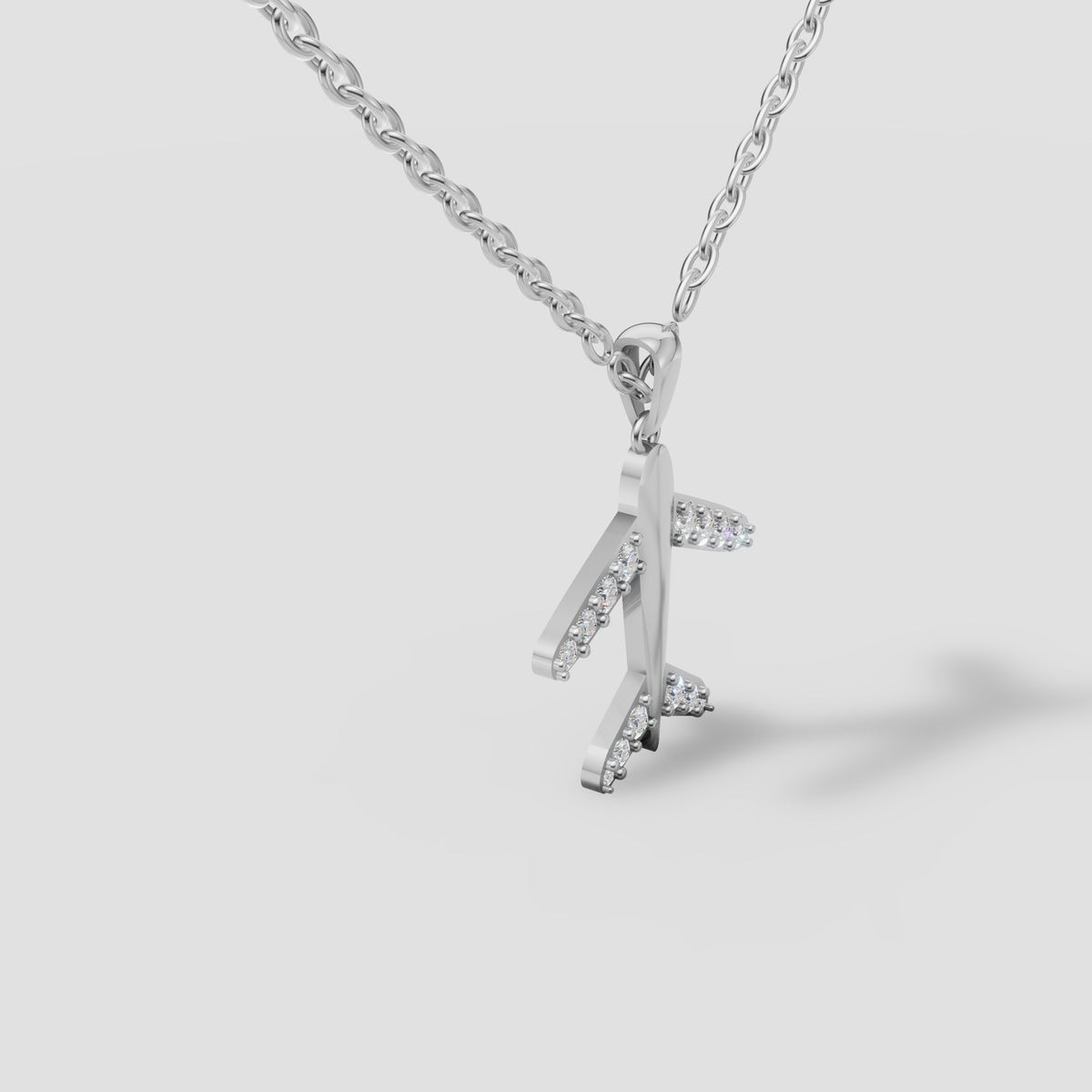 Voyage Airplane Pendant in White Gold