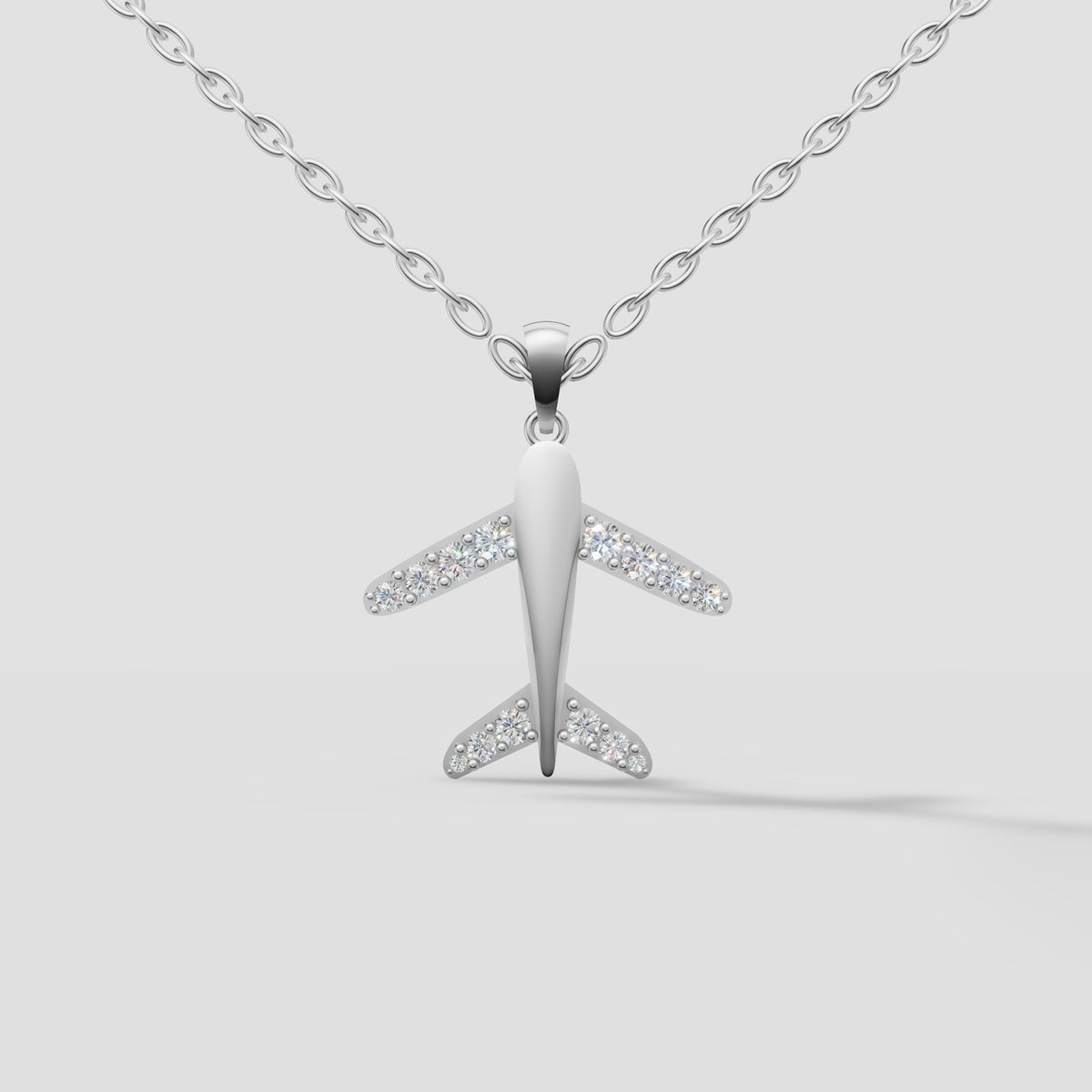 Voyage Airplane Pendant in White Gold