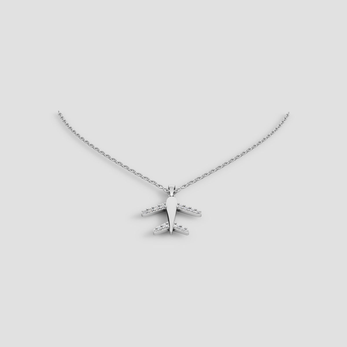 Voyage Airplane Pendant in White Gold