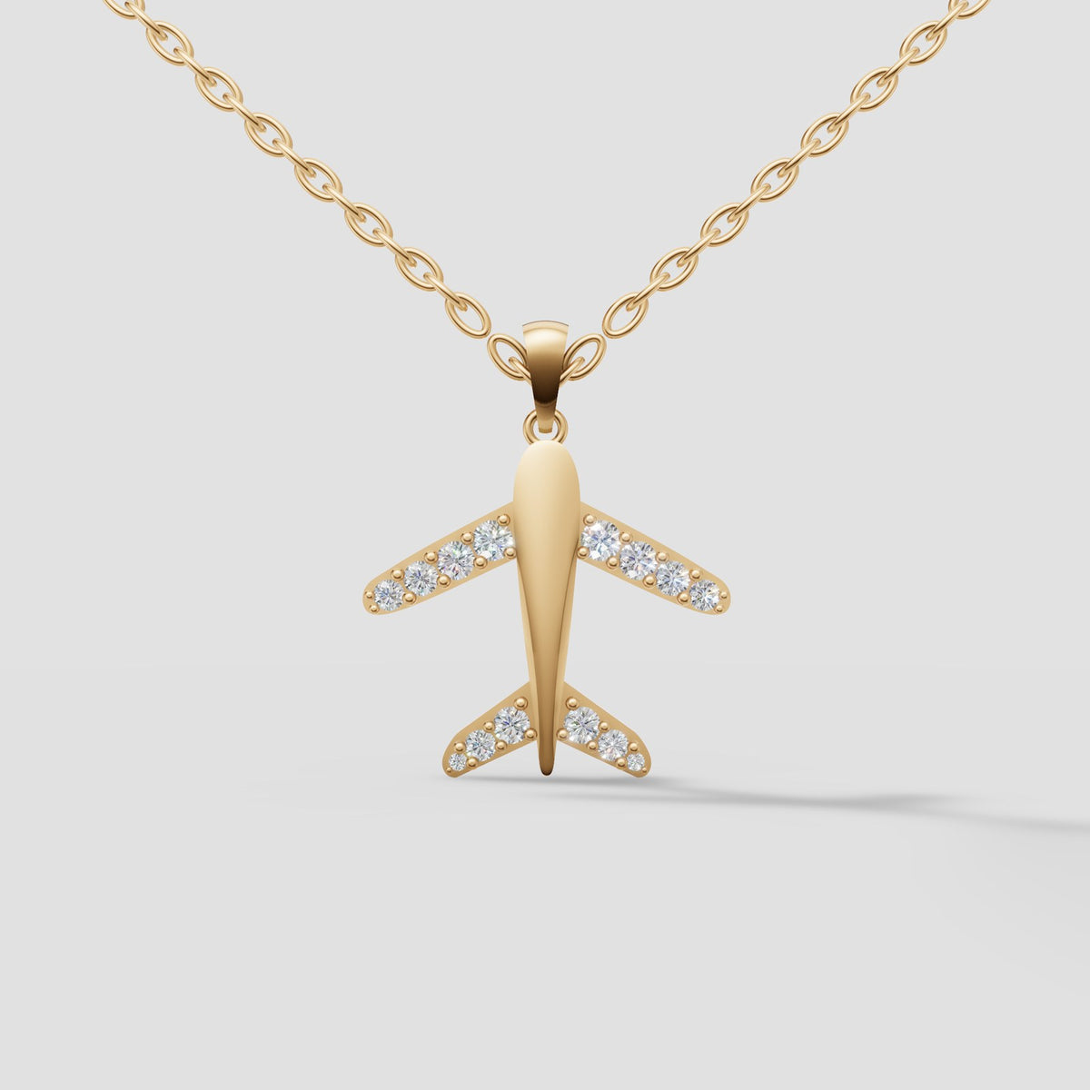 Voyage Airplane Pendant in Yellow Gold