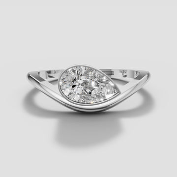 Wren Pear Bypass Ring in White Gold