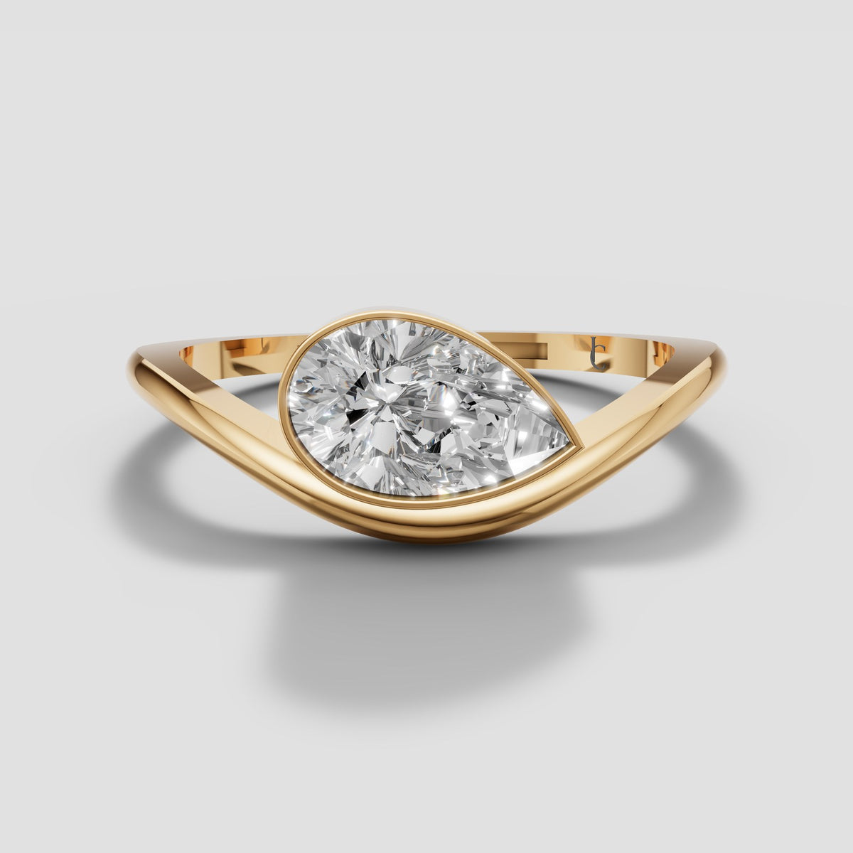 Wren Pear Bypass Ring in Yellow Gold