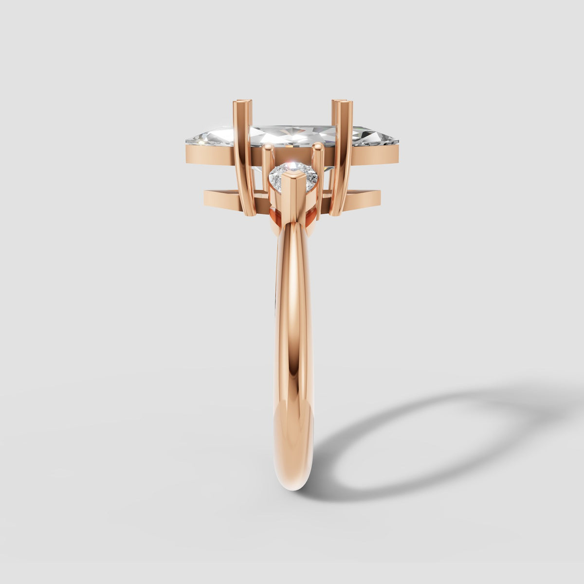 Zara Marquise Three Stone in Rose Gold