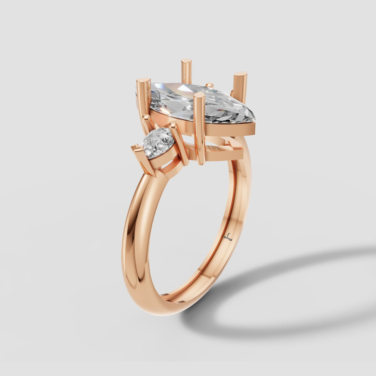 Zara Marquise Three Stone in Rose Gold
