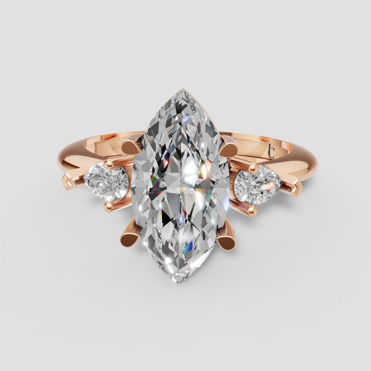 Zara Marquise Three Stone in Rose Gold