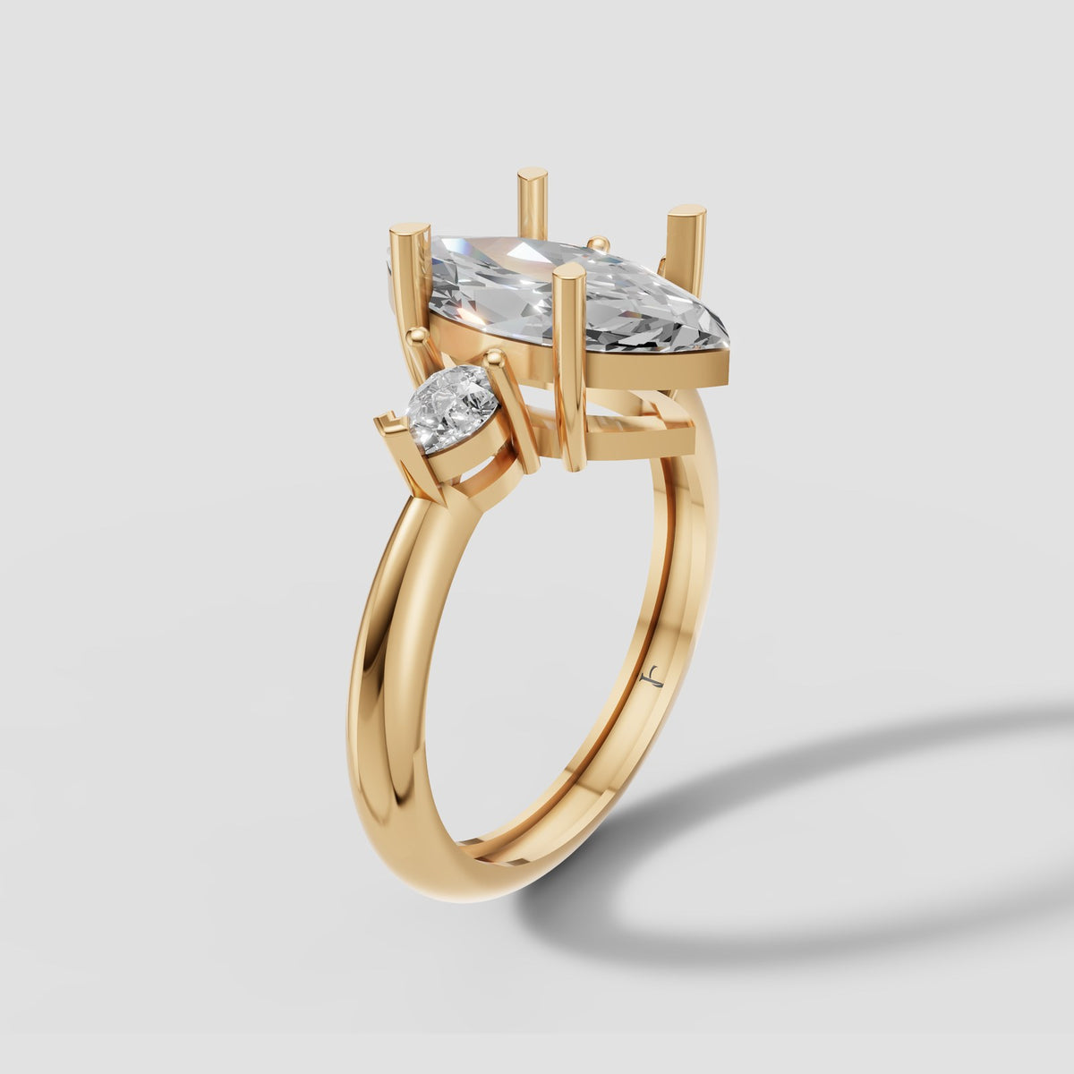Zara Marquise Three Stone in Yellow Gold