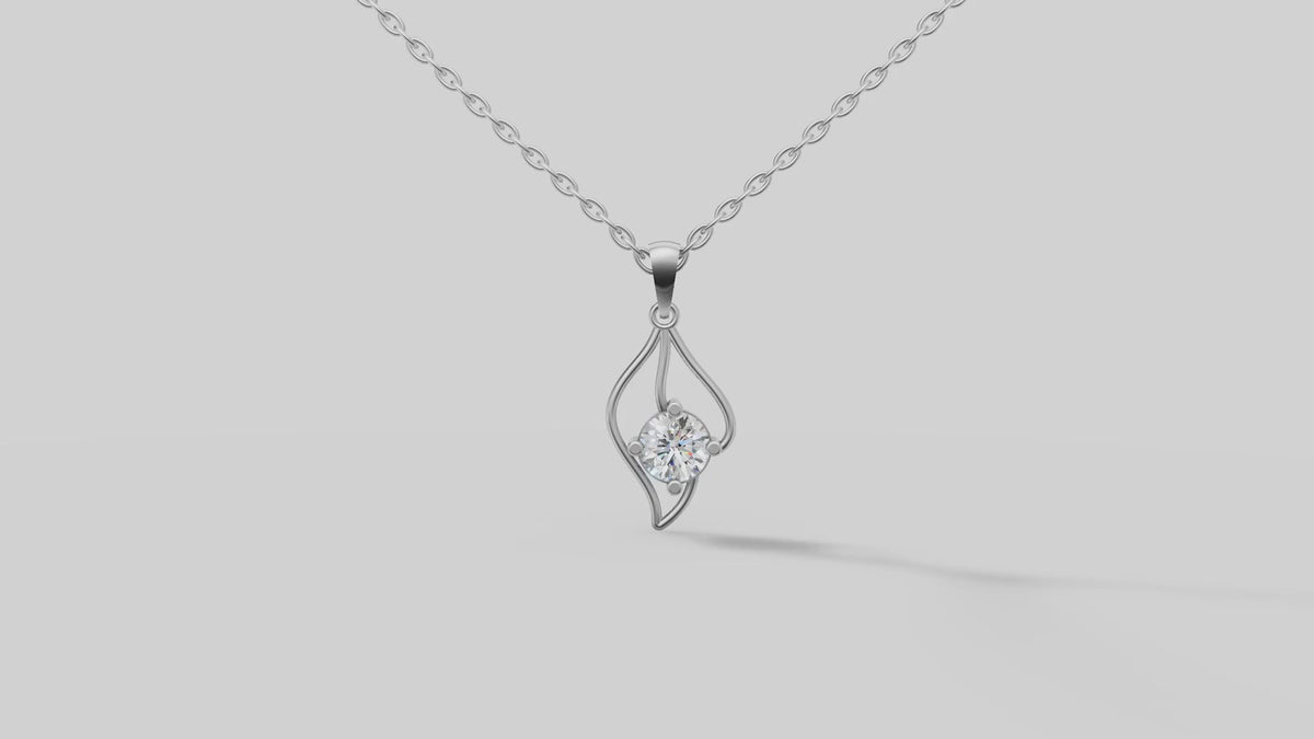 Flame Solitaire Pendant in White Gold video